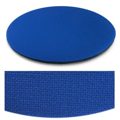 Das foto zeigt eine runde sitzauflage der firma discus. Die farbe der sitzauflage ist  blau.